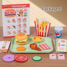 1 Set Wooden Pretend Play Fast Food Realistic Toy Food, With Order Pad And Play Coins, Suitable For Children 2+ - Multicolor - View 5