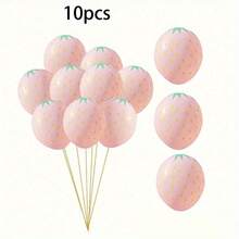 10个12英寸水果图案乳胶气球，红色草莓气球和粉色草莓气球，无需电源，适用于节日派对、夏季派对、室内/室外派对、家庭聚会、生日派对，可用于气球装饰套装、气球拱门支架。 - 紅色 - 查看 11