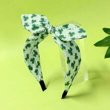 1pc St. Patrick's Day Green Shamrock Headband With Bow, Party Festival Hair Accessory - Multicolor - View 5