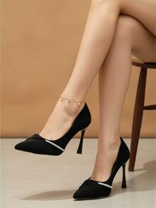 Zapatos de tacón para mujeres, zapatos altos para mujer, zapatillas con punta afilada y diamantes para mujeres, zapatillas femeninas, zapatillas altas para mujer, zapatillas elegantes para mujer, moda, sensualidad, versátiles para múltiples ocasiones. - Negro - Ver 1