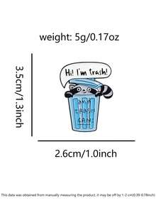 1 Piece Kawaii Satirical Attitude Expression Pin Raccoon Meme Design Blue Bin Self-Mocking Slogan Fun Pin For Fun Accessory Group Daily Outfit And Humorous Style Display Scene - Blue - View 2