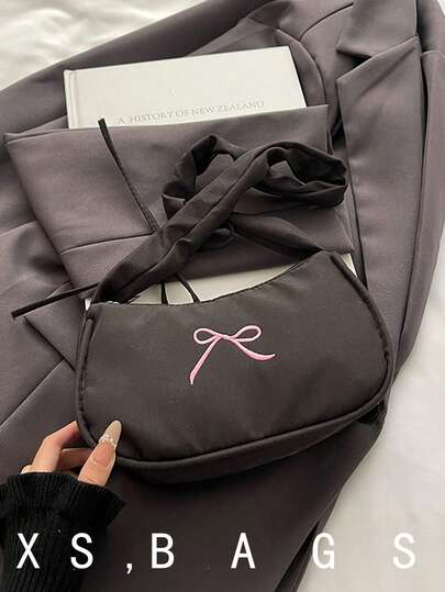 1 pieza Bolso bandolera de pana de unicolor con cremallera, accesorio perfecto para atuendos de otoño de mujer, ideal para el Día de San Valentín