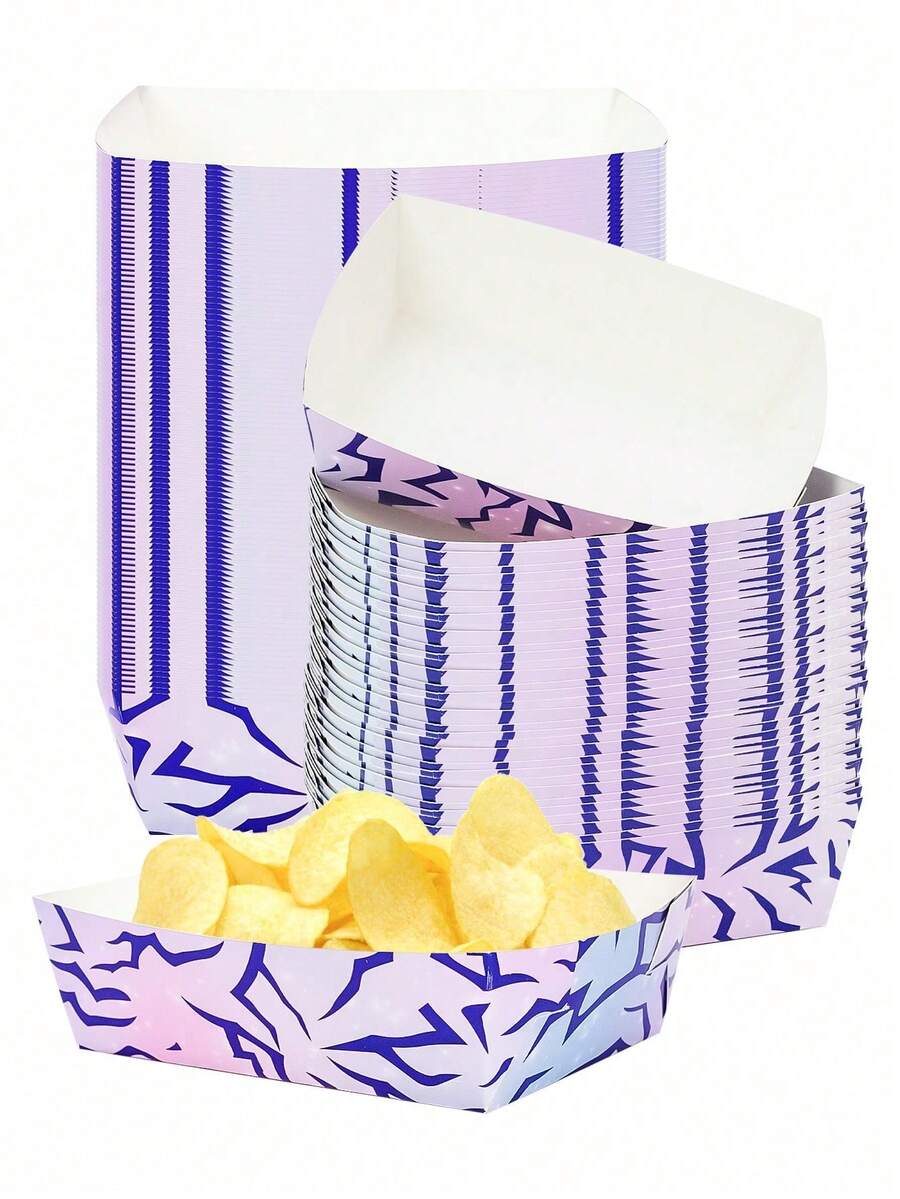 30 piezas/60 piezas Bandejas de papel para aperitivos con tema musical, platos de barco de papel de color morado/rosa/azul para eventos K-POP, baby shower, decoraciones de cumpleaños - Multicolor - Ver 1
