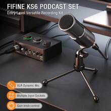 Bộ thiết bị thu âm podcast, bộ dụng cụ ghi âm nhạc, bao gồm micro động và bộ trộn âm thanh USB với đầu vào micro XLR, chức năng giám sát tai nghe, núm điều chỉnh âm lượng, phù hợp cho thu âm giọng nói/lồng tiếng - FIFINE KS6 - màu đen - Xem 3