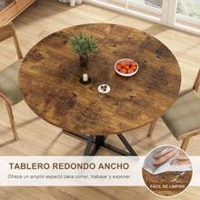 jjyMesa Redonda Plegable para Cocina Terraza y Oficina Apto para 4-6 Personas Diseño Minimalista Moderno 80x80x75.5cm Marron Material MaderaMesa plegable - Marrn - Ver 7