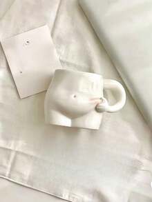 Joivida 1 szt. Nowy ceramiczny kubek do kawy Pinch Belly, ręcznie malowany kreatywny ceramiczny kubek do wody Pinch Belly, luksusowy kubek do mleka na śniadanie, japoński kubek do herbaty/mokki, kubek do wody dla par, prezenty dla przyjaciół, odpowiedni do domu, biura, restauracji, kawiarni z powrotem do szkoły - Biała miseczka na brzuch - Zobacz 5