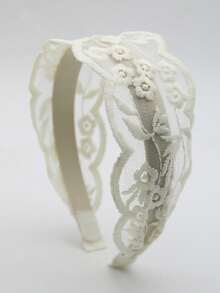 1pc Women's White Lace Embroidered Headband, Elegant Bohemian Style Hair Accessory Suitable For Daily Outings, Travel, Dates, Dining Out - Black Lotus Flower Wide Headband - View 12