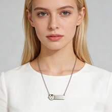 1件微笑男孩项链，可调节链条首饰，不锈钢笑脸标签项链 - 彩色 - 查看 12