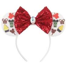 1pc Cute Cartoon Disney Birthday Cake Theme Big Ear Sequin Headband, Women's Castle Amusement Park Decorative Hair Accessory, Student Party Costume Headpiece - Red and White - View 7