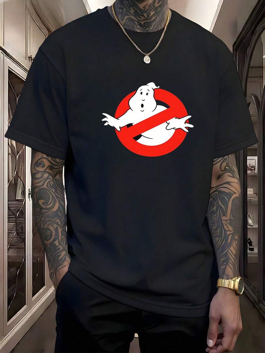 Camiseta Hombre, Ghostbusters Ícono, Diseño Logo Pop Culture, Para Salidas Casuales o Eventos de Cine, Fans de Películas Clásicas, Ropa Urbana, Playeras Frescas, Estilo Nostálgico, 2026 ,playera de hombre,ropa de hombre,playeras,parejas,envio nacional,regalo para hombre,oversize hombre. - Negro - Ver 1