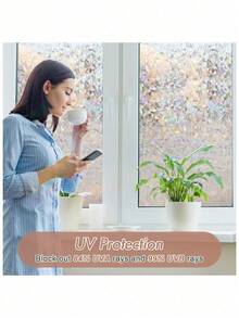 超宽3D彩色玻璃隐私窗膜，单向防窥，隔热99%并阻隔紫外线，防碎，适用于大型玻璃门窗，各种尺寸（宽度30/40/50/60/70/80/90厘米，长度最大可达500厘米） - 彩色 - 查看 3