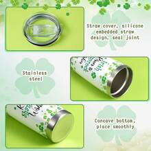 Hoolerry Irish Shamrocks Tumbler Insulated Irish Tumbler St Patrick's Day Cups With Lid And Straw 20 Oz Stainless Steel Tumbler Gifts For Women Men Friend Holiday Birthday Home Office Use - 1 - 查看 4