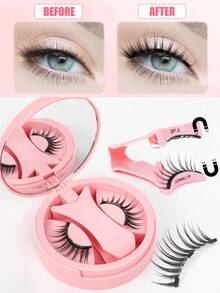 1对磁性假睫毛套装，含专业镊子，可重复使用，无需胶水，漫画风格，自然纤长蓬松，柔软轻盈，轻薄眼妆工具，3-14毫米 - 尖尾漫畫款 - 查看 9