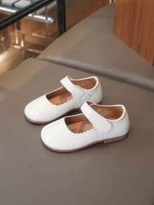 New Girls' Soft Bottom Non-Slip Flat Shoes, Casual Princess Shoes With Minimalist Hollow-Out Design - Beige - View 4