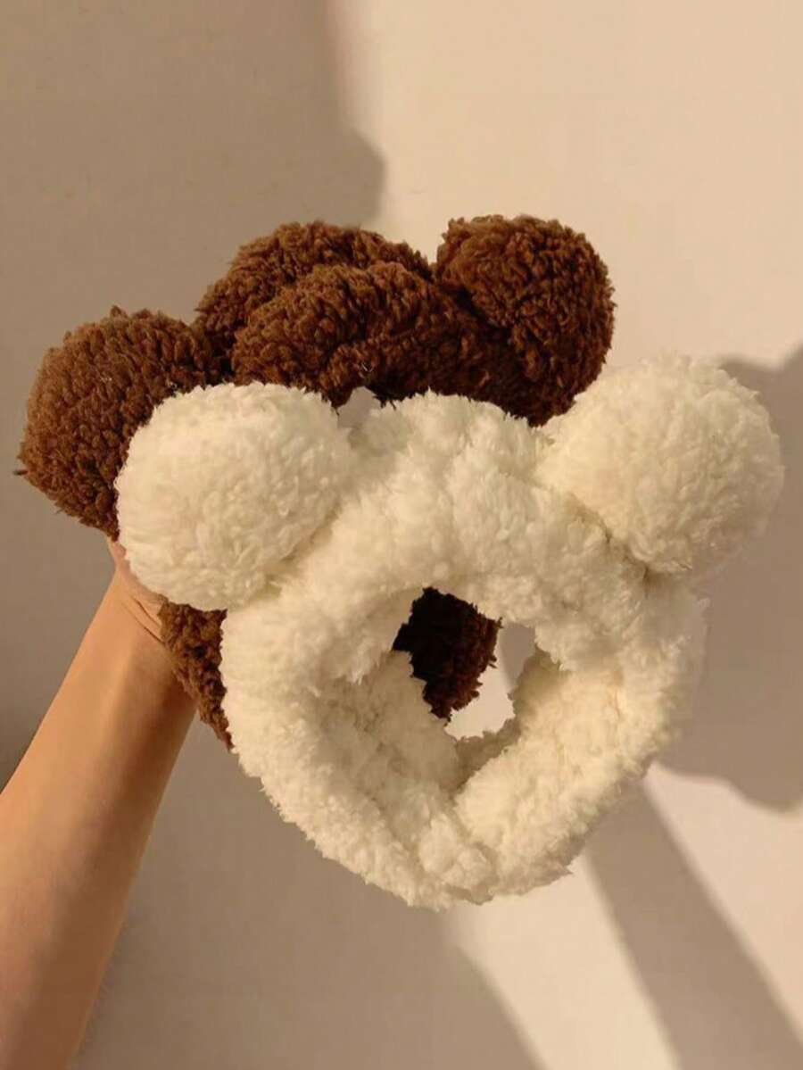 可爱熊耳毛绒发箍，女士适用，秋冬季，适合戴口罩、化妆 - 彩色 - 查看 1