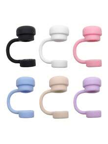 12pcs Straw Covers Cap Reusable Silicone Straw Toppers Compatible With Stanley Cup Spill Leak Stopper Splash Dust Proof Straws Cover Back To School - Multicolor - View 2