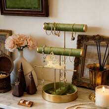 1pc Dual-Layer Jewelry Display Stand, Bracelet Holder, Necklace Organizer, Jewelry Display Rack For Showcase, Flea Market , Makeup Room Decor - Apricot - View 8