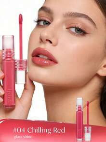 ETUDE 伊蒂之屋修护润色唇彩 - 高光泽、不粘腻、滋润唇部彩妆，Y2K风格玫瑰色，适合派对、日常、节日、圣诞礼物，玫瑰女孩的最佳魅力色，返校季、婚礼新娘、夏季、情人节、假期 - #04 Chilling Red - 查看 8