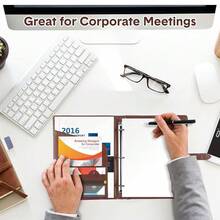 2 Pcs Padfolio 3 Ring Leather Binder Business Portfolio Folder A4/ Letter Size For Organizer Documents Business Cards Conference Office Gifts Back To Schoolsss For Men Or Women (Black,Brown) - 黑色 - 查看 6