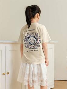 2pcs/Set Tween Girls Casual Printed Round Neck Short Sleeve T-Shirt, Summer Tops - Multicolor - View 4