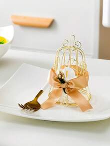 European Style Gold Hollow Iron Bell Wedding Candy Box, Bird Cage Shaped Metal Tin Box, Wedding Supplies & Favors - Multicolor - View 8