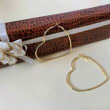 1 Pair Fashionable Faux Gold Heart Shaped Hoop Earrings - Gold - View 2