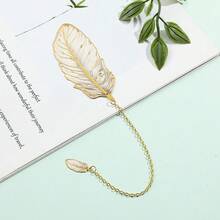 1件完美精致高纯度不锈钢羽毛便携式吊坠书签，珍贵文具用品礼品，具有金属质感 - 送给同学、朋友、老师。 - 羽毛 - 查看 4