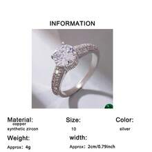 1pc Women's Elegant Sparkling Round Cubic Zirconia Ring, Suitable As Decorative Ring, Wedding Ring, Engagement Ring, Valentine's Day Gift, Christmas Gift, New Year Gift - Silver - View 7