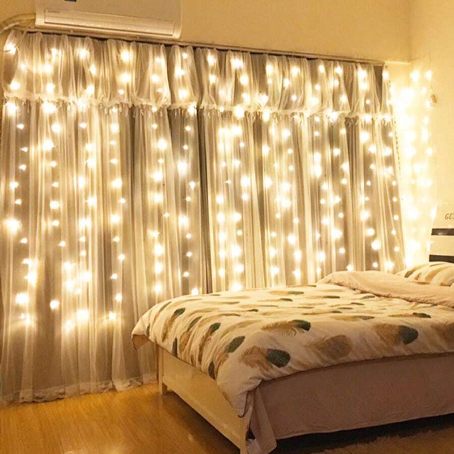 Outdoor Party LED String Lights, 8 Modes, Birthday Decor, Floral Wreath, Wedding, USB Curtain Lights, Home Decor
