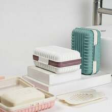 1 Pc Travel Soap Dishes With Soap Bags, Portable Soap Boxes, Leakproof Soap Dish, Bathroom Soap Tray For Camping, Outdoors, Gym, Bathroom - Multicolor - View 2