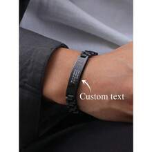 1pc Personalized Minimalist Laser Engraved Medical Symbol Text Stainless Steel Bracelet For Men, Father, Mother Gift - Multicolor - View 4