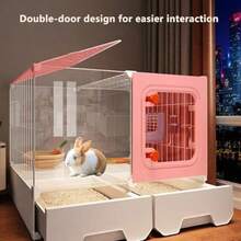 DJKFH Jaula De Interior para Conejos Conejera Visible con Bandeja íBle Y Cajón De Almacenamiento - HáBitat Fácil De Montar para Mascotas Pequeñas Háeres 71 * 46 * 53cm - Un color - Ver 5