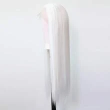 ZigZag Hair 13x4英寸合成蕾丝前假发，长直薰衣草色头发，预修剪自然发际线，无需胶水，无缝设计，耐热纤维，适合女性，深蓝色 - 彩色 - 查看 8