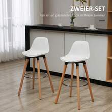Set Of 2 Bar Stools, Kitchen Stools, Bar Chairs With Footrest, Faux Leather, White, 38.5 X 42.5 X 91 Cm, For Dining Room, Kitchen - White - View 3