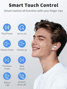 Wireless Earbuds - True Wireless Earphones Compatible With Apple And Android, Built-In Microphone, Sweat-Resistant, White, Wireless Headphones, Airbuds, True Wireless Earbuds - White - View 5