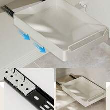 Pull-Out Kitchen Storage Box – No Drilling Required; Removable Single-Tier Design Saves Space - White - View 11