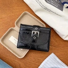 韩版ins风铆钉裂纹皮革钱包，高端多卡位卡包，简约短款女士零钱包，个性化定制 - 彩色 - 查看 10