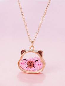 1 pieza Collar con colgante de capibara de dibujos animados lindo con lentejuelas, regalo para la mejor amiga - Multicolor - Ver 14