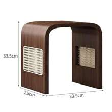 ASDF-SKJDFGH Bamboo Entrance Shoe Bench Multifunctional Rattan Square Stool Arched Foot Rest Side Table for Bedroom Living Room Balcony Utility Room Corridor Brown - Marrón - Ver 2