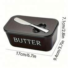Butter Dish Set With Stainless Steel Knife – Covered Cheese Box, Food Storage For Butter, Cheese & More, Perfect For Home Kitchen & Picnics - màu đen - Xem 6
