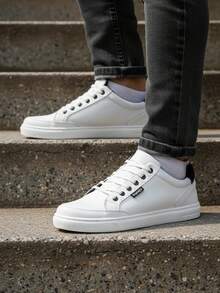 Men's Casual White Sneakers - Comfortable And Fashionable, Ideal For Everyday Wear - Sizes 35 To 46 - trắng - Xem 17