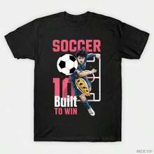 Camiseta de arte de deportes de acción de jugador de fútbol divertido para hombres y mujeres, 100% algodón, camisetas de manga corta 0112-3 - Negro - Ver 1