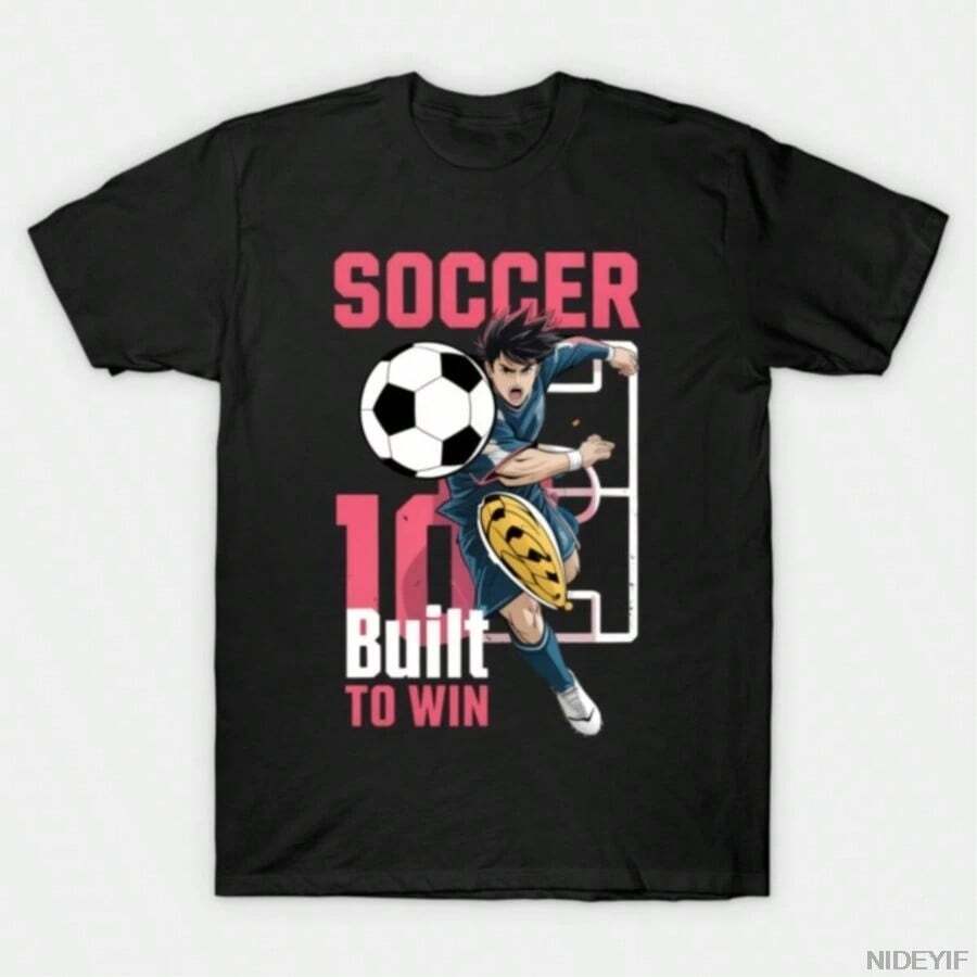 Camiseta de arte de deportes de acción de jugador de fútbol divertido para hombres y mujeres, 100% algodón, camisetas de manga corta 0112-3 - Negro - Ver 1