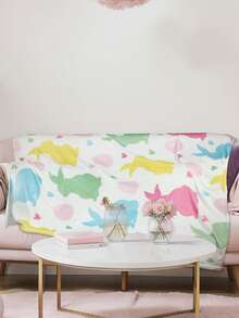 Easter Blanket Spring Bunny Rabbit Eggs Soft Flannel Colorful Decorative Throw Blanket Holiday Square Birthday Gift For Easter Home Couch Sofa Bed Room - Multicolor - View 2