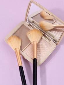 2pcs Fan-Shaped Highlighter Brush, Contour Brush, Blush Brush, Makeup Brushes, Professional Cosmetic Makeup Tools - Black - View 4