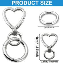 8pcs Heart Shaped Keychain Hooks, Metal Heart Rotating Spring Clip Keychain Hooks For DIY Creative Keychains, Cute Keychain Clips For Wristlet, Card Holders And Photo Keychains - Heart-shaped Buckle + Spring Ring - View 8