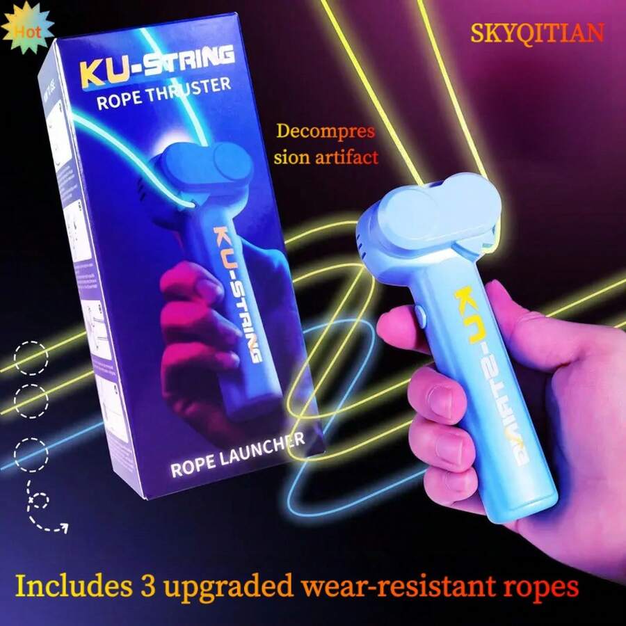 SKYQITIAN Luminous Rope Launcher, A Handheld Electric Toy For Cats And Dogs, A Parent-Child Game, And A Stress-Relieving Rope Pusher. - màu xanh lá - Xem 1