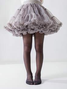 1pc Girls/Toddlers Black Tights, Cute Casual Fine Soft Comfortable Pantyhose, Fashionable Lightweight Breathable Versatile Mesh Stockings, Suitable For School, Celebrations, Parties, Performances - Black - View 2