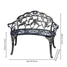 ASDF-JARDIN DE CENTENNIAL - Banco de Metal para Patio jardín Muebles de Aluminio Fundido para Exteriores con Rosa Floral para Patio Parque césped Patio Cobre - Cobre - Ver 2