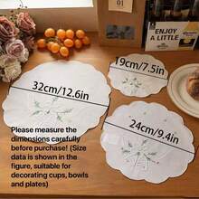 1/4pcs White Wavy Edge Christmas Bell Embroidered Placemats, Fabric Heat-Resistant Mats, Holiday Tabletop Decoration - White - View 3